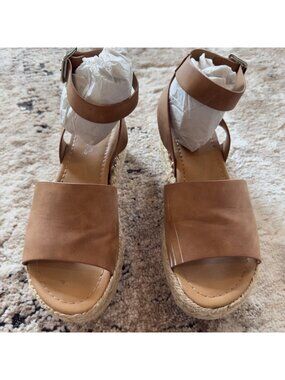 Soda Women’s Topic Open Toe Buckle Ankle Strap Flatform Wedge Casual Sandal Sz 6